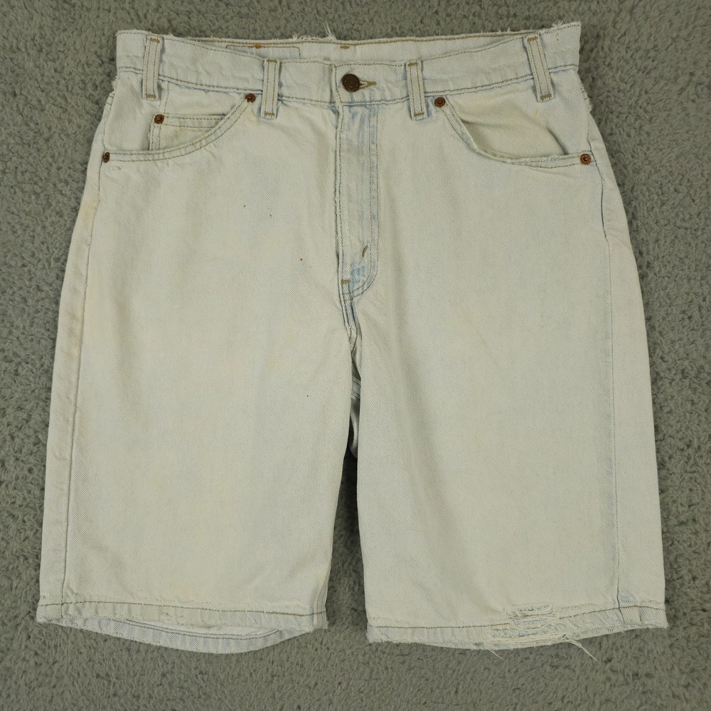 Vintage Levis 550 Jean Shorts Mens 33 Blue Orange Tab Distressed Denim Jorts 90s